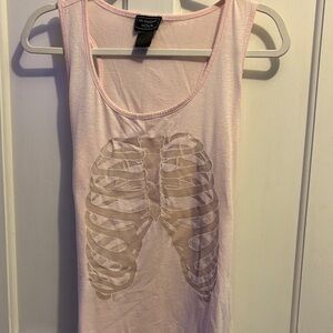 Midnight Hour | Women’s XL Pink Skeleton Ribcage Tank Top